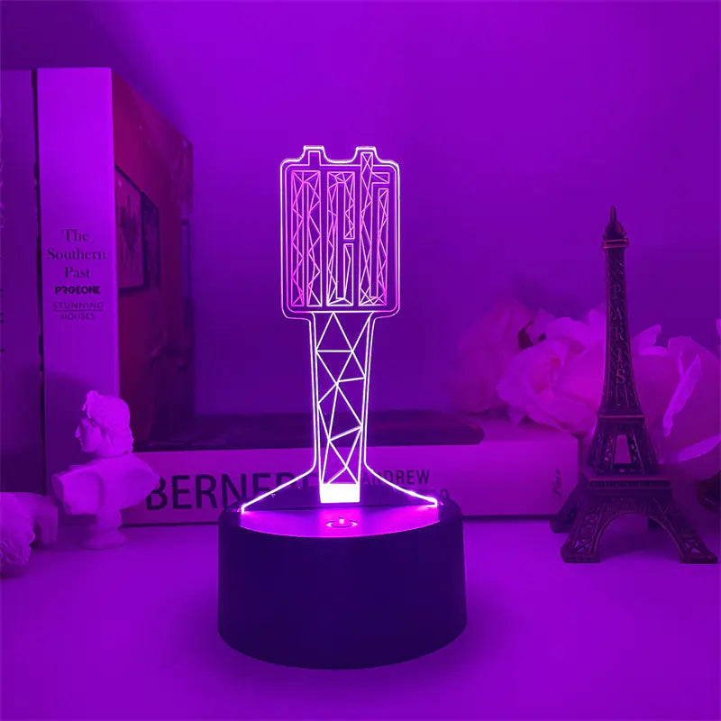 Lámpara Nocturna LED 3D Colorida BTS con Control Remoto USB